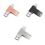 USB 3.0＋8ピン＋USB-C / タイプC 3-in-1 携帯電話・パソコン用金属回転式Uディスク, 32GB, 16GB, 64GB