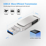 USB 3.0＋8ピン＋USB-C / タイプC 3-in-1 携帯電話・パソコン用金属回転式Uディスク, 32GB, 16GB, 64GB