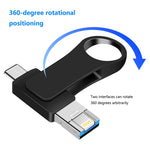 USB 3.0＋8ピン＋USB-C / タイプC 3-in-1 携帯電話・パソコン用金属Uディスク, 8GB, 16GB, 32GB, 64GB