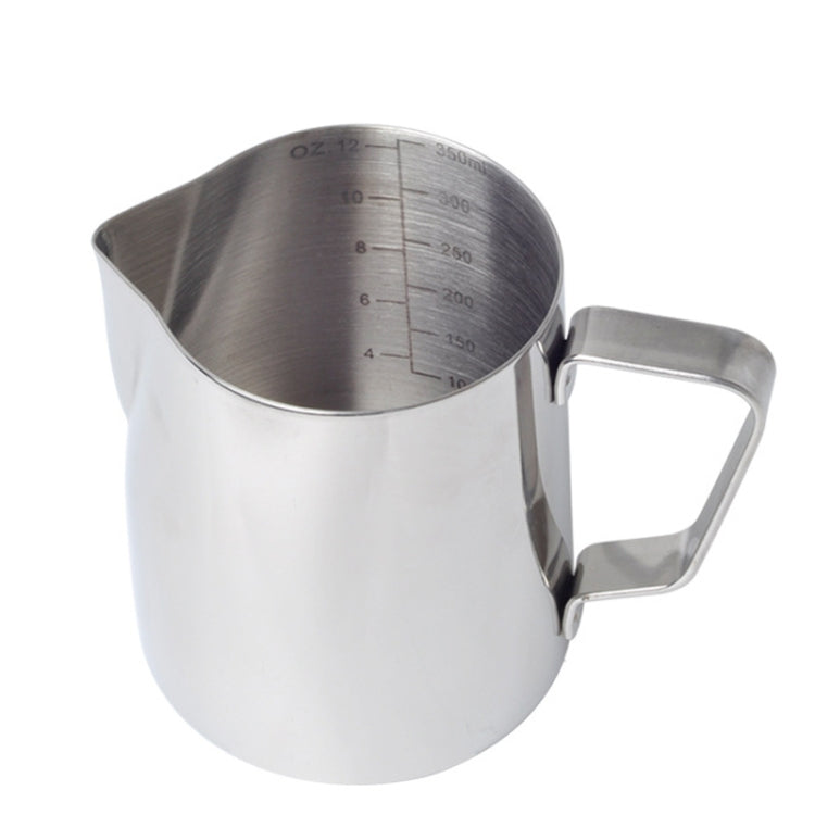 内側目盛り付きプルフラワーカップ ステンレス製ミルクフォームカップ コーヒー用器具、350ml、600ml