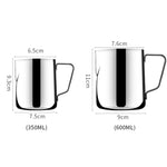 内側目盛り付きプルフラワーカップ ステンレス製ミルクフォームカップ コーヒー用器具、350ml、600ml