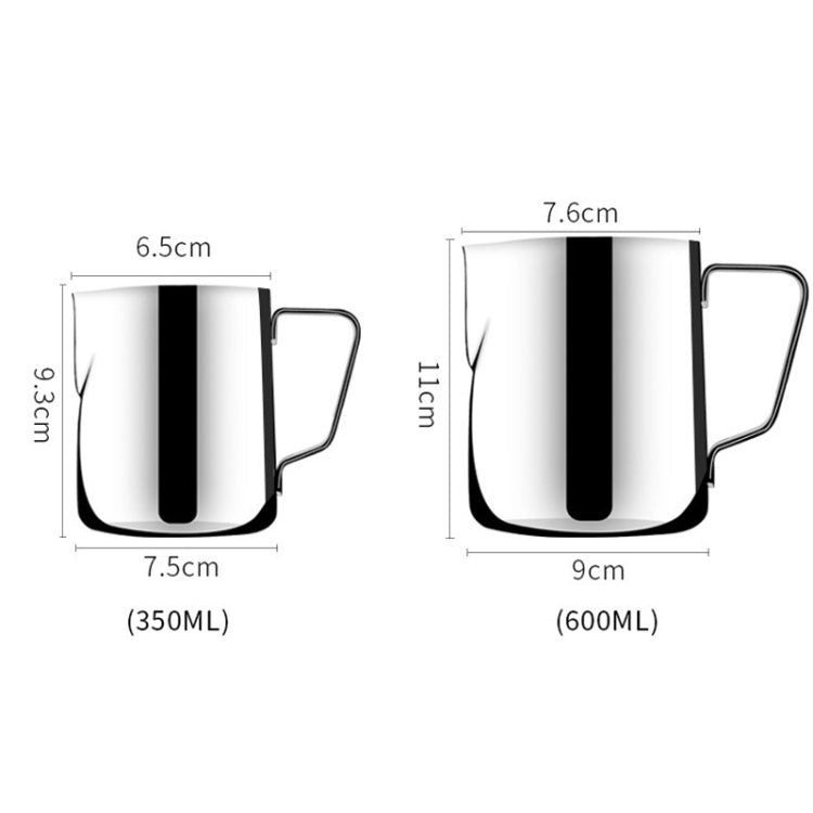 内側目盛り付きプルフラワーカップ ステンレス製ミルクフォームカップ コーヒー用器具、350ml、600ml