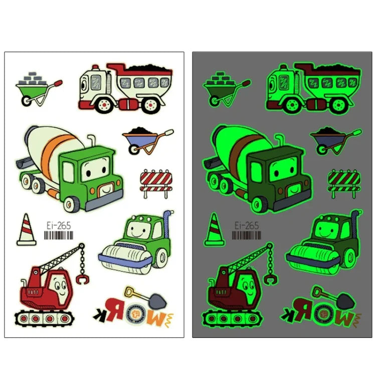 20枚 防水 子供用 蓄光カートゥーン輸送車タトゥーステッカー、Ei-261、Ei-262、Ei-263、Ei-264、Ei-265、Ei-266、Ei-267、Ei-268、Ei-269、Ei-270、Ei-271、Ei-272、Ei-273、Ei-274、Ei-275、Ei-276