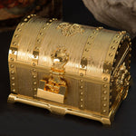 ダブルレイヤー ジュエリーボックス 鍵付き 金属装飾品、17.5x13.5x12.5cm