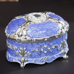 金属製 オーバルダイヤモンド ジュエリー収納ボックス 誕生日・結婚祝いギフト、8.5x6x6cm、11x7.5x7cm