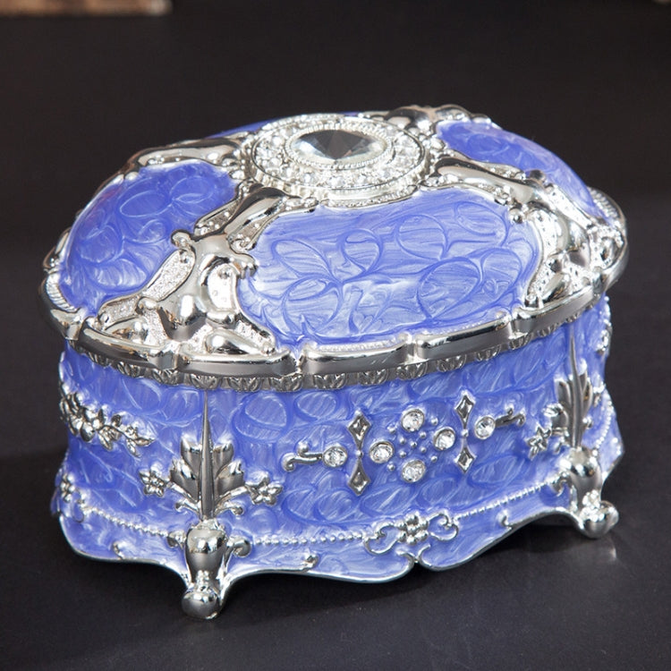 金属製 オーバルダイヤモンド ジュエリー収納ボックス 誕生日・結婚祝いギフト、8.5x6x6cm、11x7.5x7cm