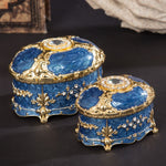 金属製 オーバルダイヤモンド ジュエリー収納ボックス 誕生日・結婚祝いギフト、8.5x6x6cm、11x7.5x7cm