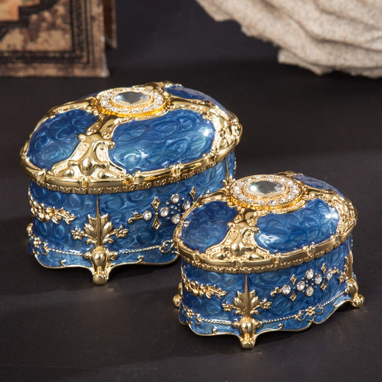 金属製 オーバルダイヤモンド ジュエリー収納ボックス 誕生日・結婚祝いギフト、8.5x6x6cm、11x7.5x7cm