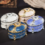 金属製 オーバルダイヤモンド ジュエリー収納ボックス 誕生日・結婚祝いギフト、8.5x6x6cm、11x7.5x7cm