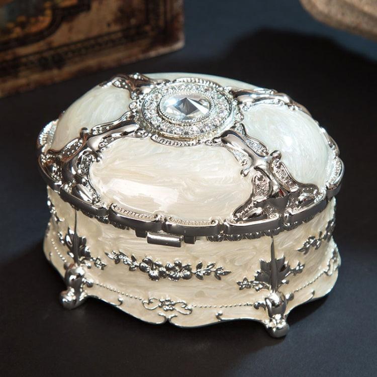 金属製 オーバルダイヤモンド ジュエリー収納ボックス 誕生日・結婚祝いギフト、8.5x6x6cm、11x7.5x7cm