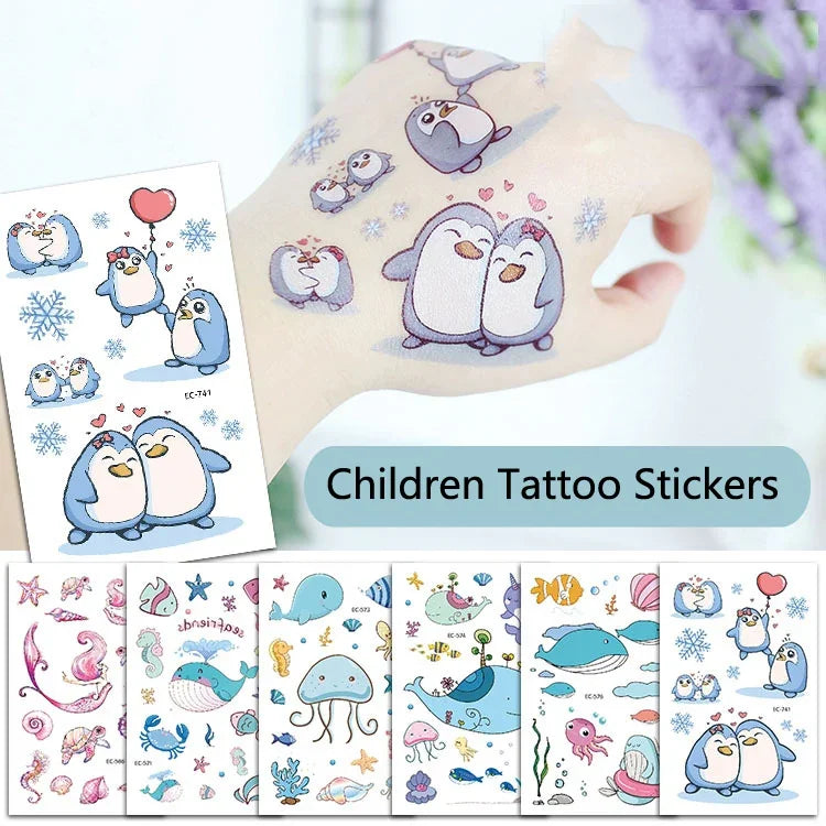 20枚入り 海洋動物防水子供用タトゥーステッカー、EC-559、EC-566、EC-567、EC-571、EC-572、EC-573、EC-574、EC-575、EC-576、EC-577、EC-741、EC-764
