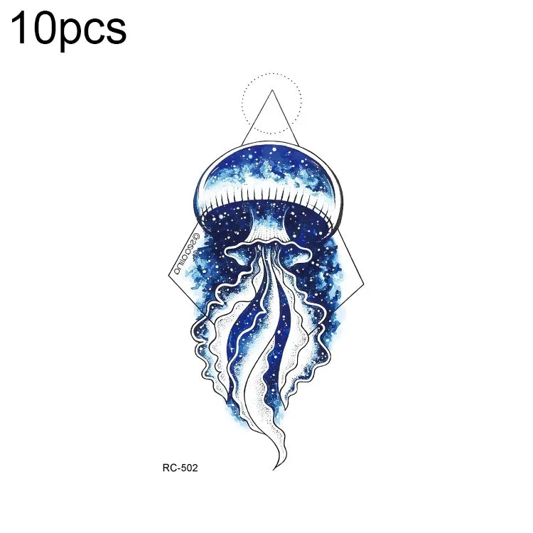 10枚入り 防水 小さくてフレッシュな水転写カラータトゥーステッカー, RC-501, RC-502, RC-503, RC-504, RC-505, RC-506, RC-507, RC-508, RC-509, RC-510, RC-511, RC-512, RC-513, RC-514, RC-515, RC-516