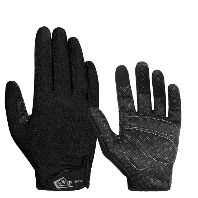 WEST BIKING YP0211223 サイクリング用フルフィンガーグローブ 衝撃吸収 滑り止め タッチスクリーングローブ, M, L, XL