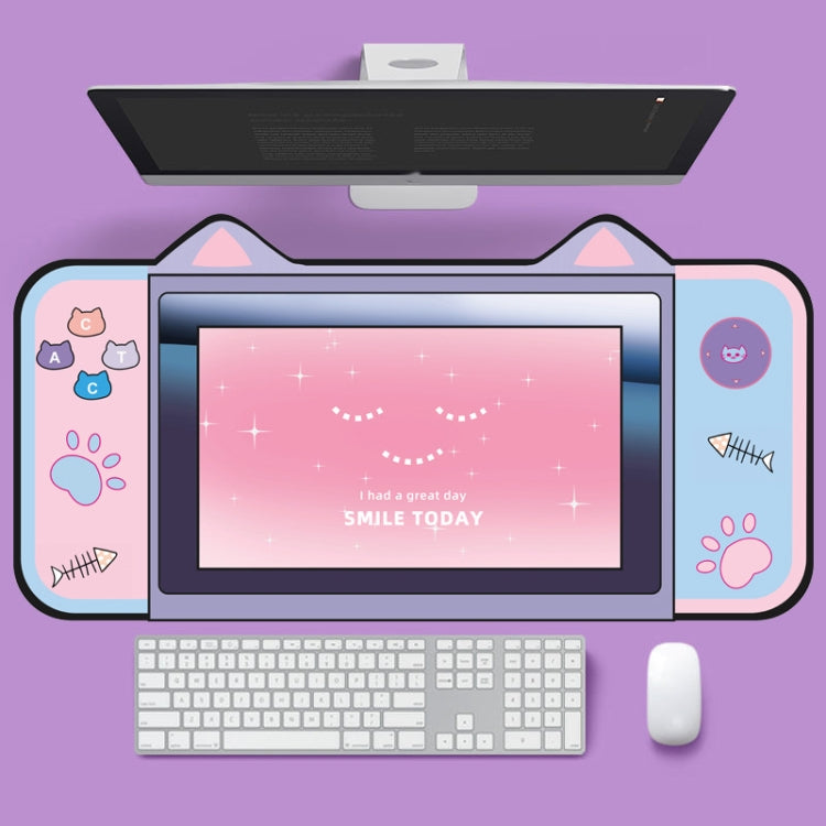 かわいい猫耳コンピューターキーボードデスクパッドマウスパッド、400 x 800 x 2mm