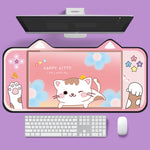 かわいい猫耳コンピューターキーボードデスクパッドマウスパッド、400 x 800 x 2mm