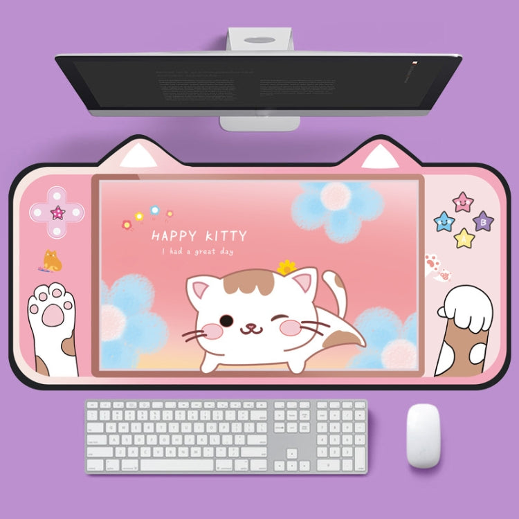 かわいい猫耳コンピューターキーボードデスクパッドマウスパッド、400 x 800 x 2mm