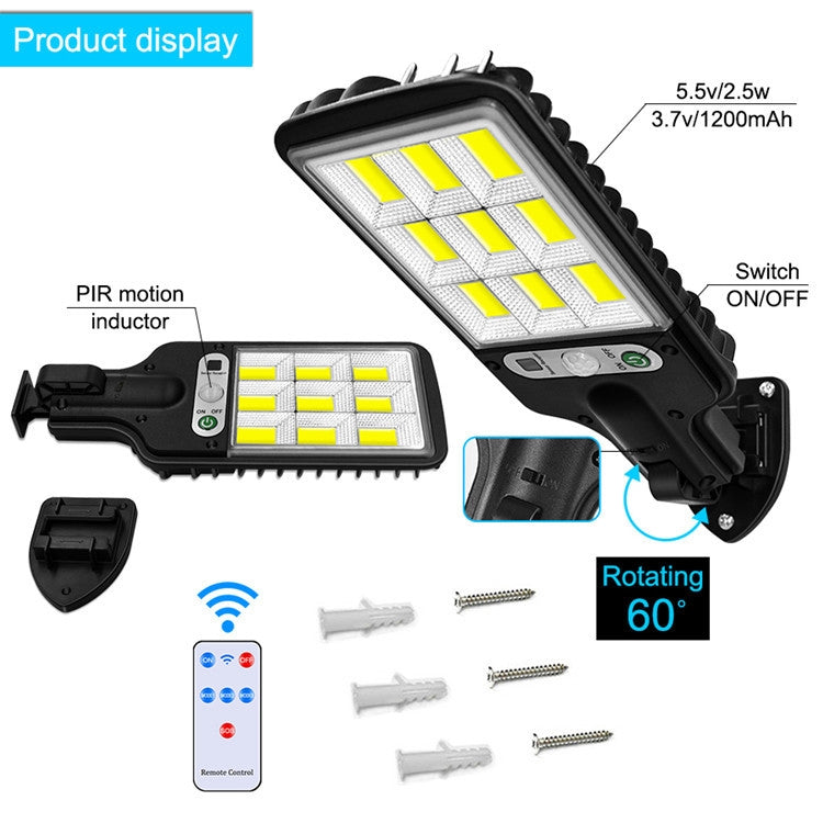 616ソーラー街路灯 LED人体感知庭園ライト、仕様：28 SMDリモコンなし、60 SMDリモコンなし、117 COBリモコンなし、108 COBリモコンなし、72 SMDリモコンなし、60 SMDリモコン付き