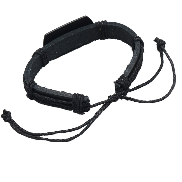 B01916 メンズ レザー 狼ヘッド 編み込み ブレスレット、B01916