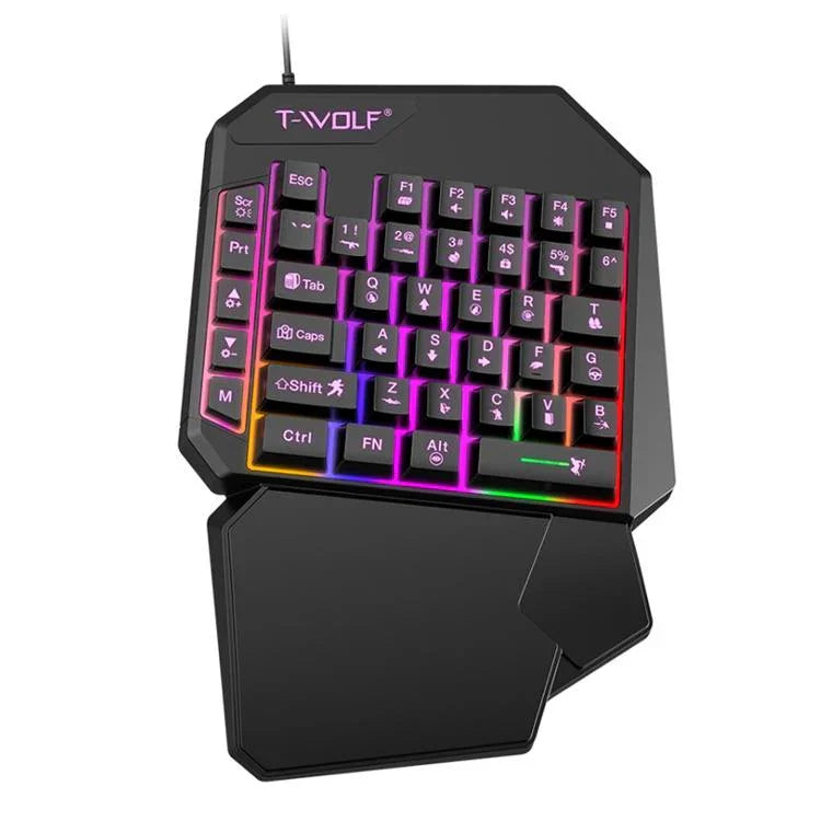 T-WOLF モバイルゲーミング片手用キーボード、仕様：T19キーボード、TF-900セット、キーボード＋マウス＋スローン