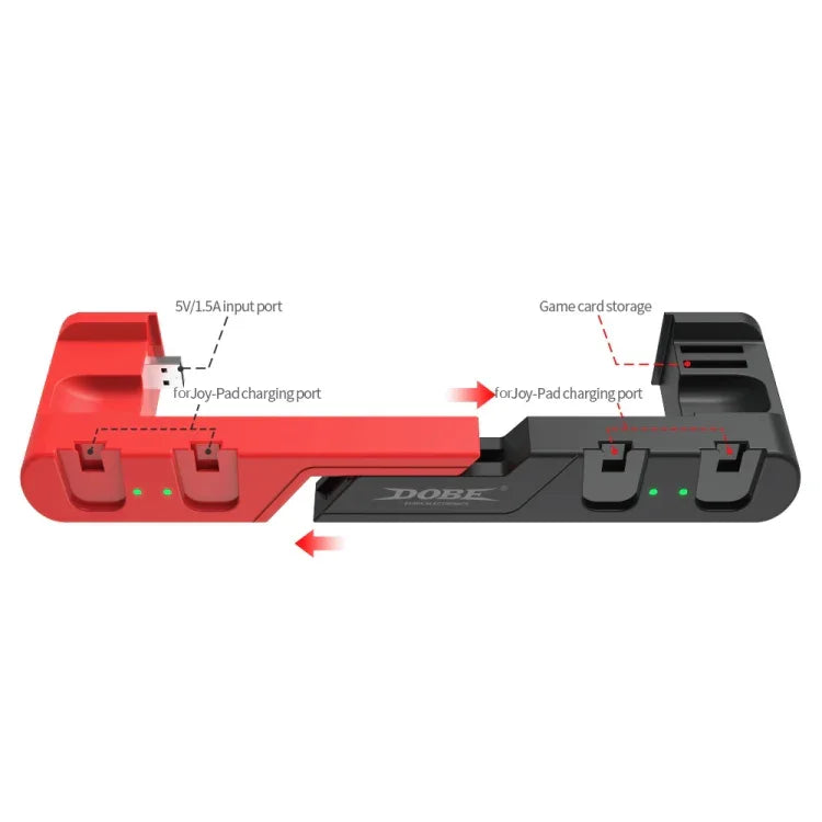 DOBE TNS-0122 Switch OLED用4イン1ゲームパッド充電ドック、TNS-0122 レッドブラック、TNS-0122 ホワイトブラック