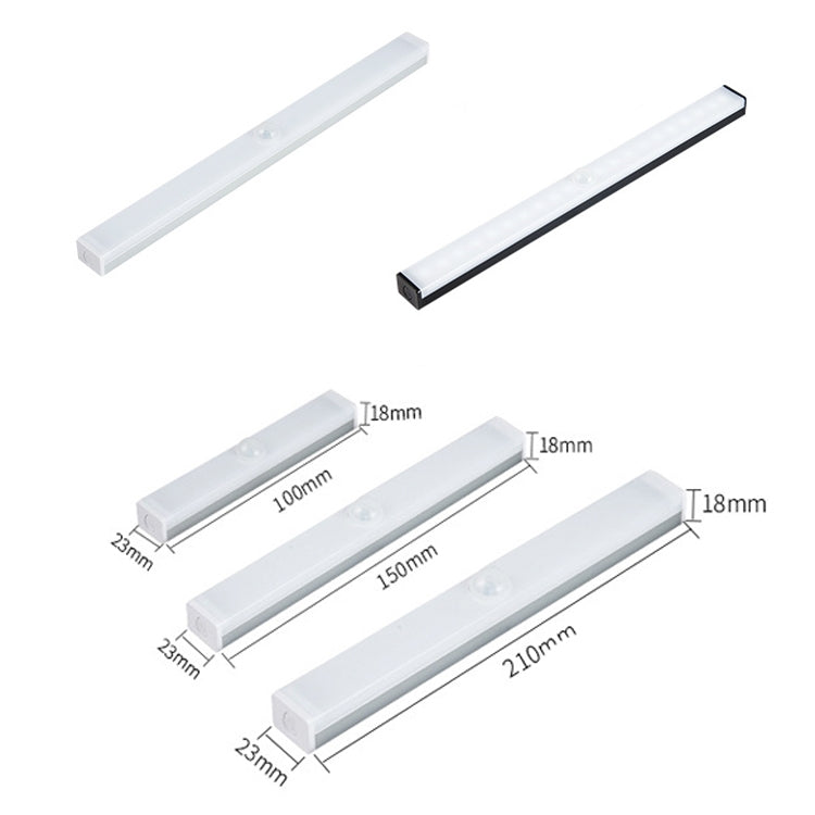 LED人体感知ランプ ロングストリップ充電式キャビネットランプストリップ、サイズ：10cm、15cm、21cm