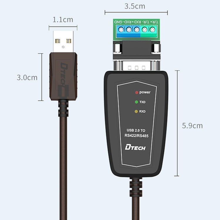 DTECH DT-5019 USB to RS485 / RS422 変換ケーブル、FT232チップ、長さ：0.5m、1.5m