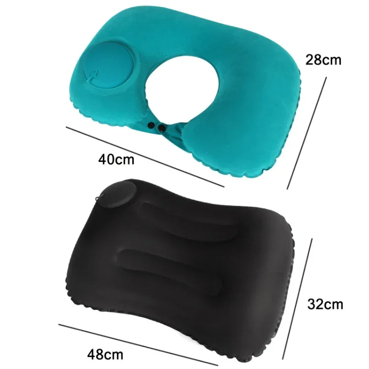 Travel Inflatable Press U-Shaped Neck Guard Pillow, Flocked U009-01（Peacock Green ）, Flocked U009-03（Light Gray）, Flocked U009-04（Medium Blue）, Flocked U009-02（Rose Red）, Flocked U009-05（Dark Blue）, Flocked U009-060（Sky Blue）, Flocked U009-070（Orange）