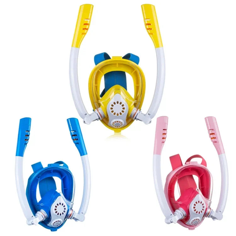 子供用ダブルチューブフルドライシリコンダイビングシュノーケリングマスク 水泳用メガネ、XS