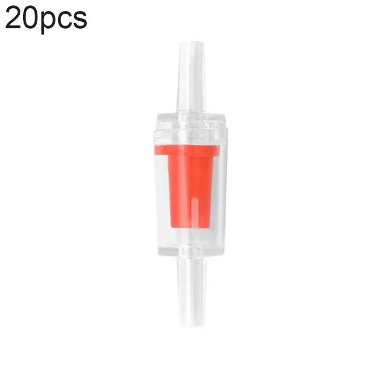20個入り水槽用酸素ポンプ気管逆止弁 4mm（レッド）、4mm（ブラック）、4mm（ホワイト）、4mm（ブルー）、8mm（レッド）、10mm（ホワイト）、12mm（ホワイト）、4mm（ホワイトレッド）