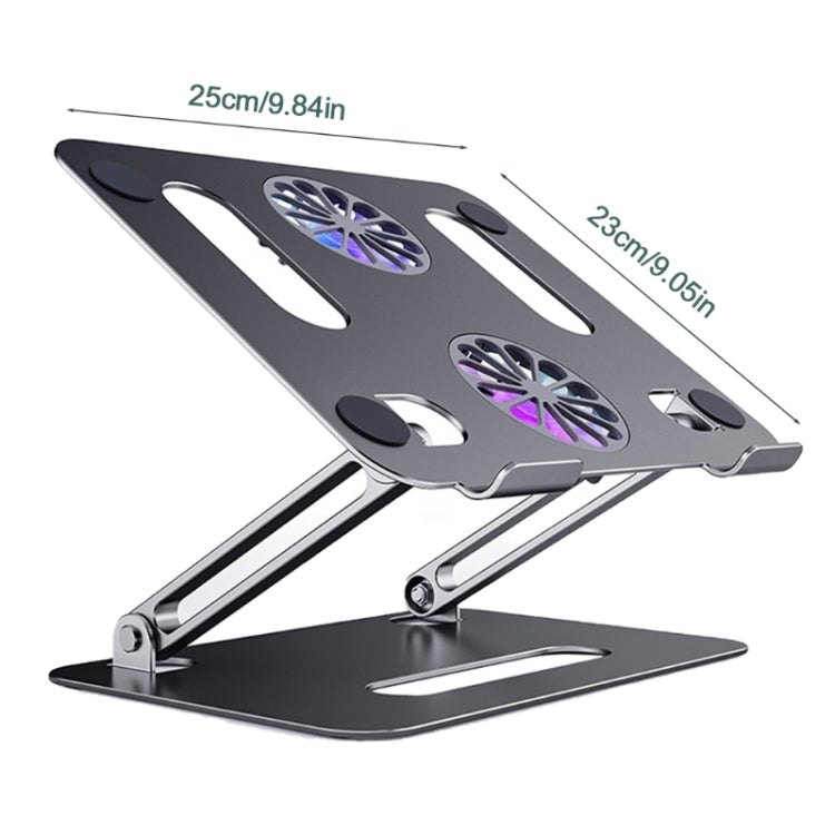 BONERUY P43F Aluminum Alloy Folding Computer Stand Notebook Cooling Stand, Silver, Grey, Silver with Type-C Cable, Gray with Type-C Cable