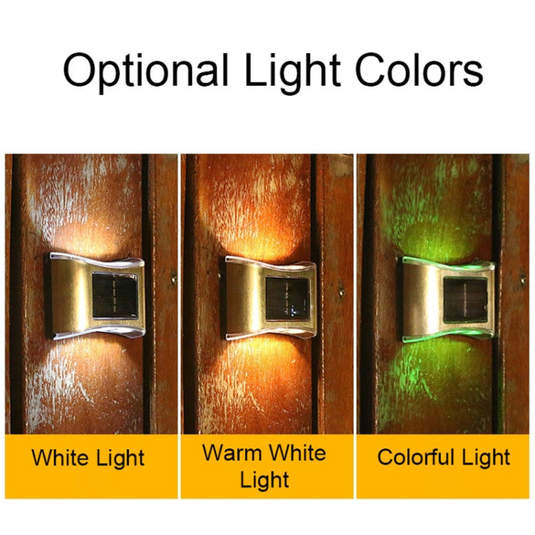 6 LED ソーラー 屋外用 ガーデン ステンレス壁掛けランプ 白色光、暖色光、カラフルライト