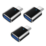 3個セット USB 3.0 メス to USB-C / Type-C オス OTG アダプター インジケーターライト付き、3個セット インジケーター付き