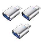 3個セット USB 3.0 メス to USB-C / Type-C オス OTG アダプター インジケーターライト付き、3個セット インジケーター付き