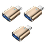 3個セット USB 3.0 メス to USB-C / Type-C オス OTG アダプター インジケーターライト付き、3個セット インジケーター付き