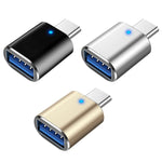 3個セット USB 3.0 メス to USB-C / Type-C オス OTG アダプター インジケーターライト付き、3個セット インジケーター付き