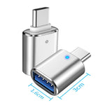 3個セット USB 3.0 メス to USB-C / Type-C オス OTG アダプター インジケーターライト付き、3個セット インジケーター付き