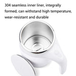 A223 Stainless Steel Automatic Magnetized Coffee Mixing Cup, White, Brown