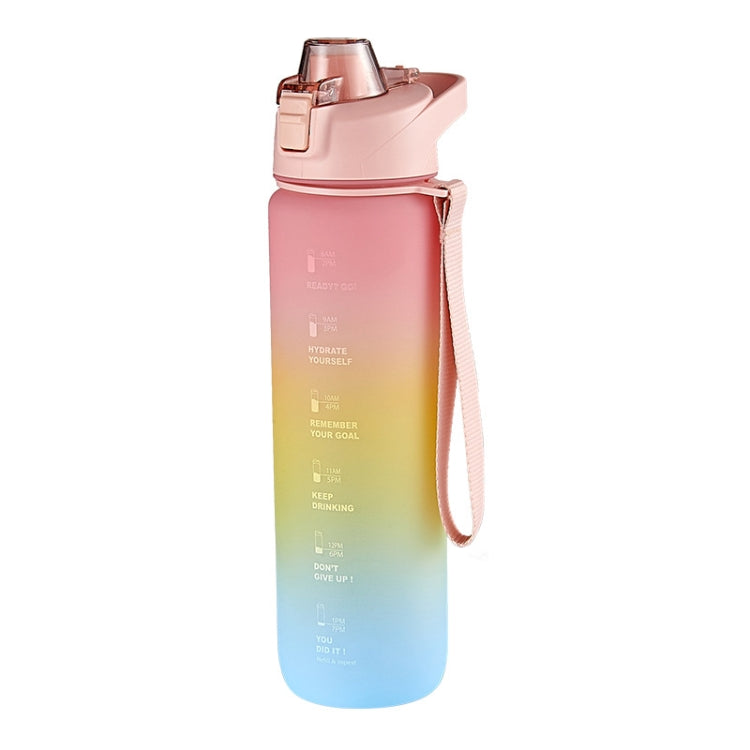 1000ml 大容量グラデーションカラープラスチックスポーツウォーターカップ チェリーピンク、スカイブルー、シルバーグレー