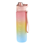 1000ml 大容量グラデーションカラープラスチックスポーツウォーターカップ チェリーピンク、スカイブルー、シルバーグレー