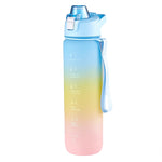 1000ml 大容量グラデーションカラープラスチックスポーツウォーターカップ チェリーピンク、スカイブルー、シルバーグレー