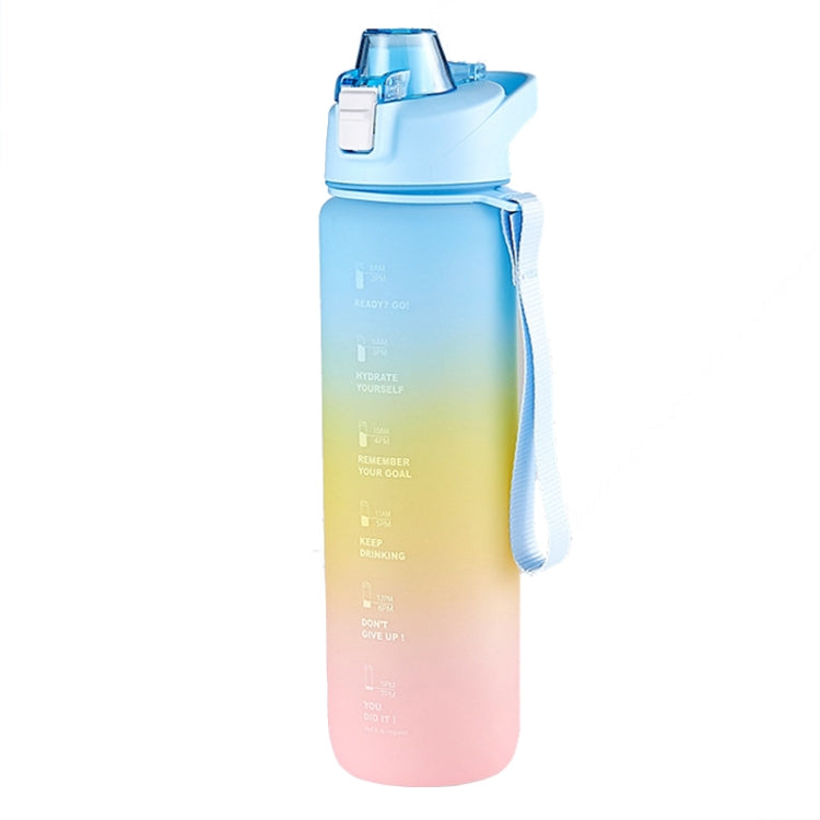 1000ml 大容量グラデーションカラープラスチックスポーツウォーターカップ チェリーピンク、スカイブルー、シルバーグレー