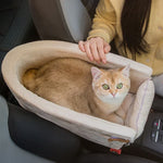 車用中央操作席ペット携帯用ベッドパッド、スクエア＋グレー、スクエアグレー＋夏用マット