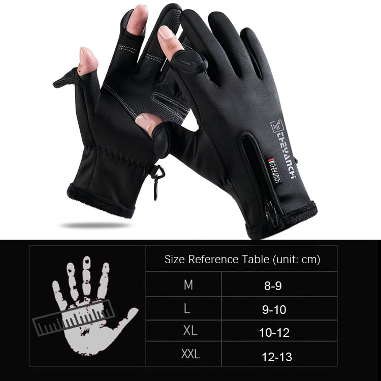 アウトドアスポーツ用暖かいライディンググローブ タッチスクリーン対応 フィンガーレス釣りグローブ, M, L, XL, XXl