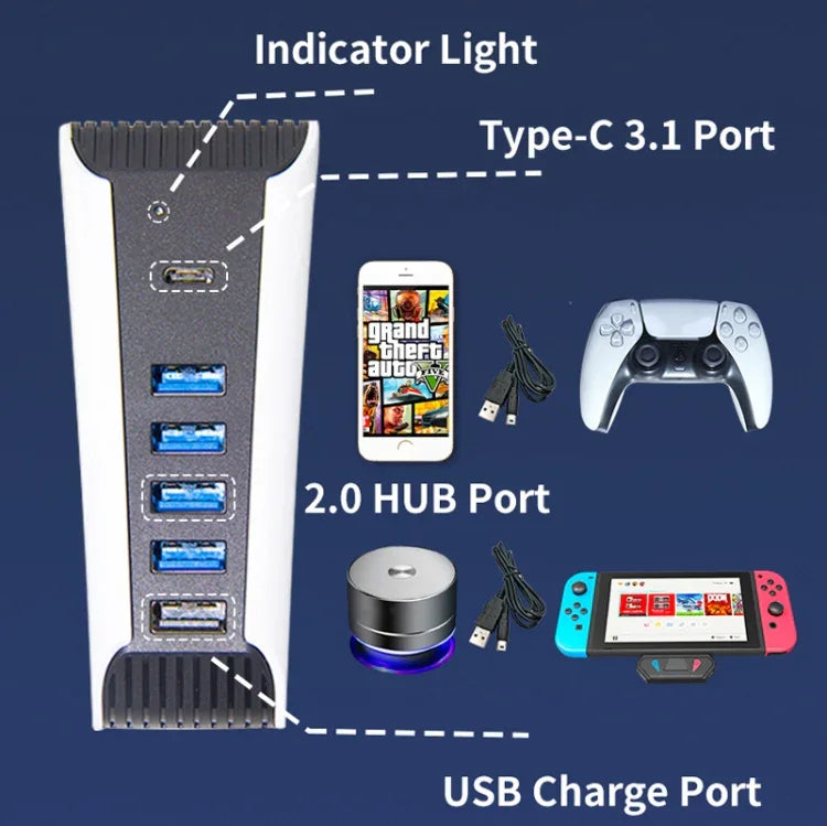 PS5用 5-in-1 USBハブ、PS5用 5-in-1