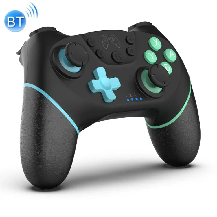 ワイヤレスBluetoothゲームパッド マクロプログラミング対応 Switch Pro用、左ブルー右グリーン