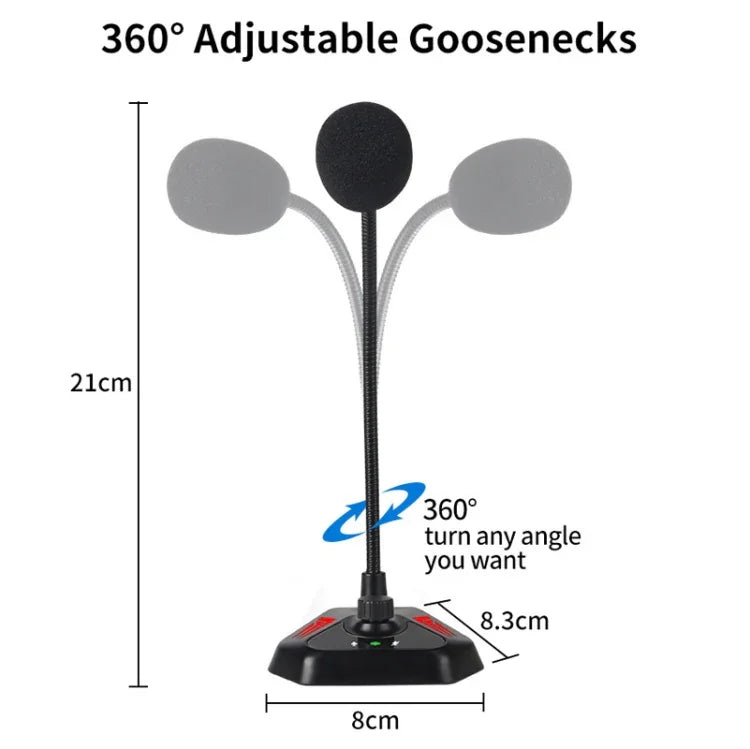 MI520 Desktop Computer Gooseneck Condenser Microphone, USB Version with RGB Breathing Lamp