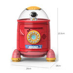 Fingerprint Password Rocket Piggy Bank Toy, White, Blue, Red