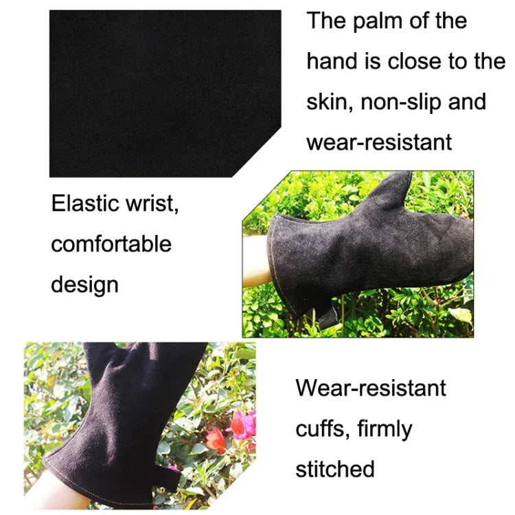1 Pair Outdoor BBQ Genuine Leather Heat Insulation Gloves, KX139