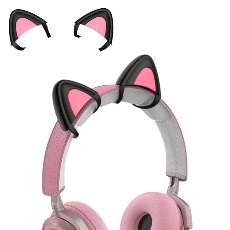 T6 かわいい猫耳ヘッドホン装飾 ブラック ホワイト