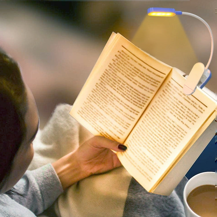 9LEDミニクリップデスクランプUSB充電式学生用目の保護読書ランプ、ブルー＆ホワイト、ブラック
